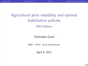 Agricultural price instability and optimal  stabilisation policies  PhD Defence  Christophe Gouel