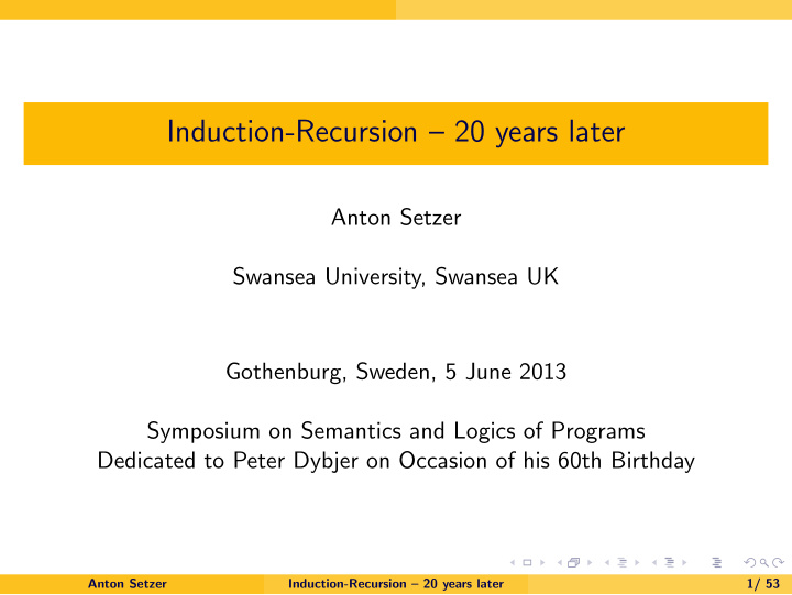 induction recursion 20 years later