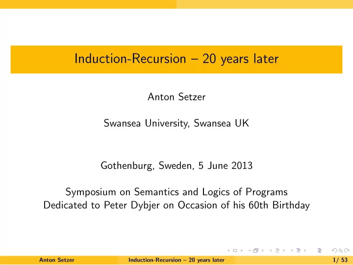 induction recursion 20 years later
