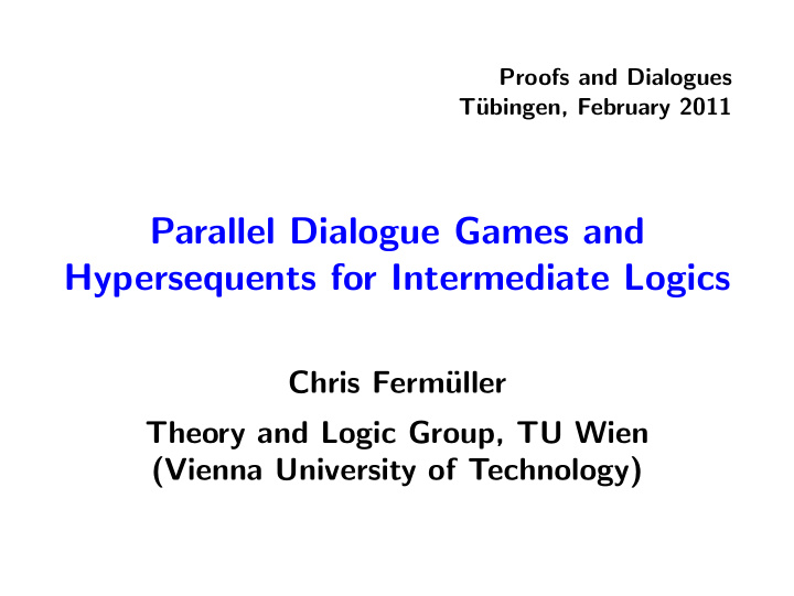 parallel dialogue games and hypersequents for