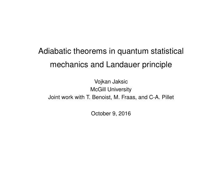 adiabatic theorems in quantum statistical mechanics and