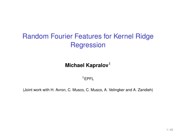 random fourier features for kernel ridge regression