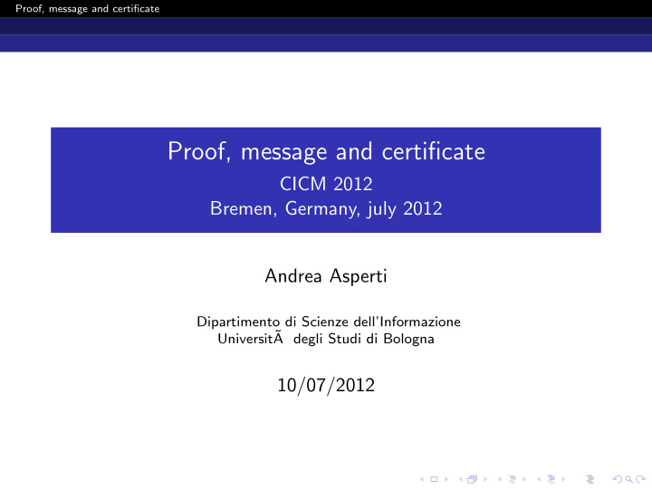 proof message and certificate