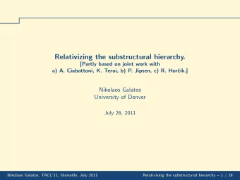 Relativizing the substructural hierarchy.  [Partly based on joint work with  a) A. Ciabattoni, K.