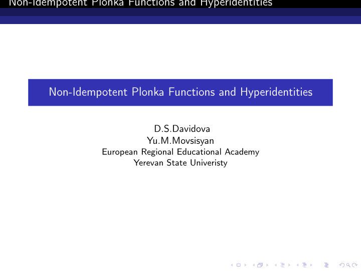 non idempotent plonka functions and hyperidentities non