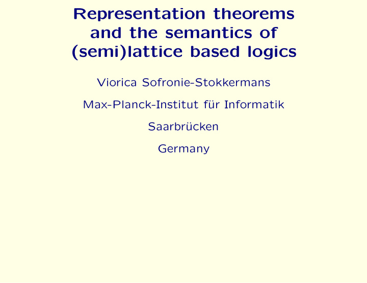 representation theorems and the semantics of semi lattice