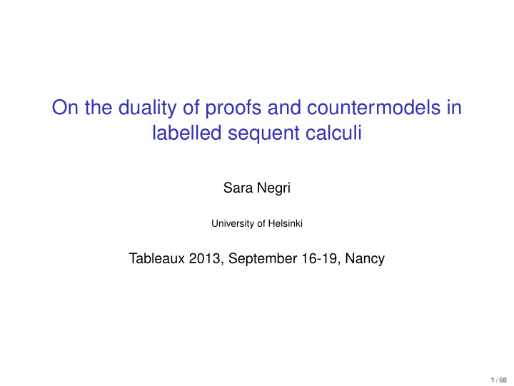 on the duality of proofs and countermodels in labelled