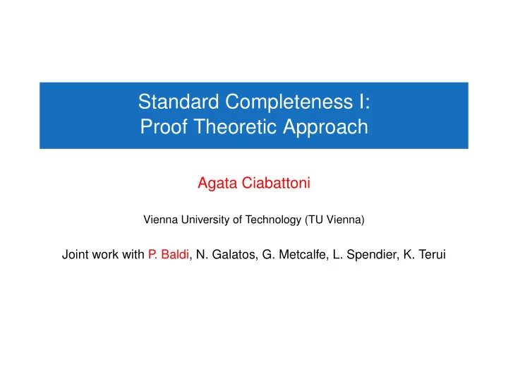 standard completeness i proof theoretic approach