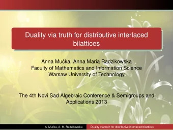 Duality via truth for distributive interlaced  bilattices  Anna Mu  cka, Anna Maria Radzikowska