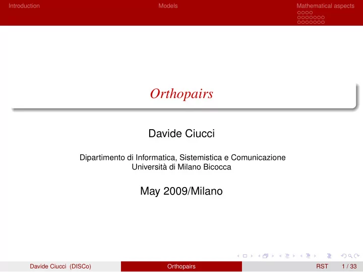 orthopairs