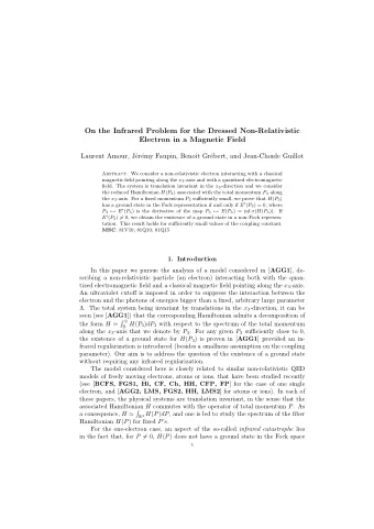 On the Infrared Problem for the Dressed Non-Relativistic  Electron in a Magnetic Field  Laurent
