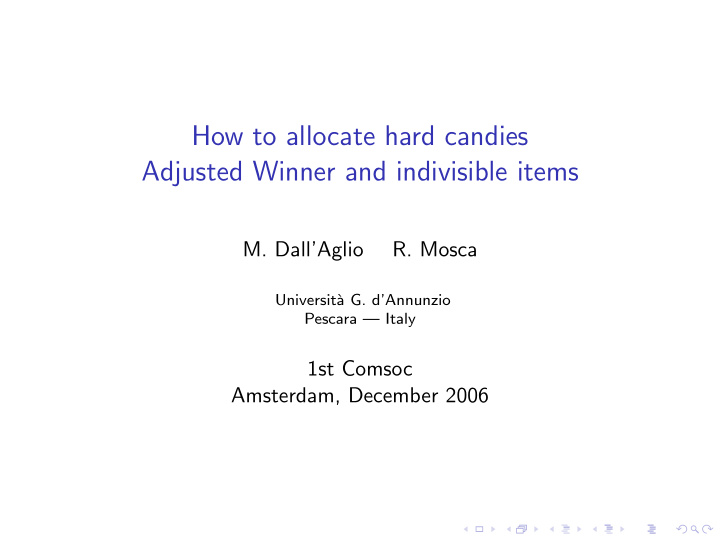 how to allocate hard candies adjusted winner and