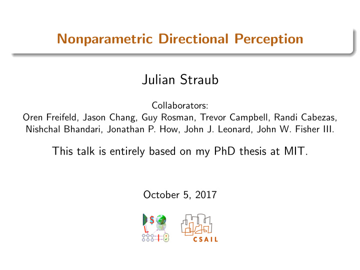 nonparametric directional perception julian straub