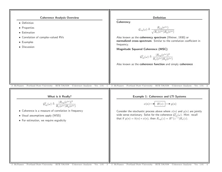 coherence analysis overview definition coherency