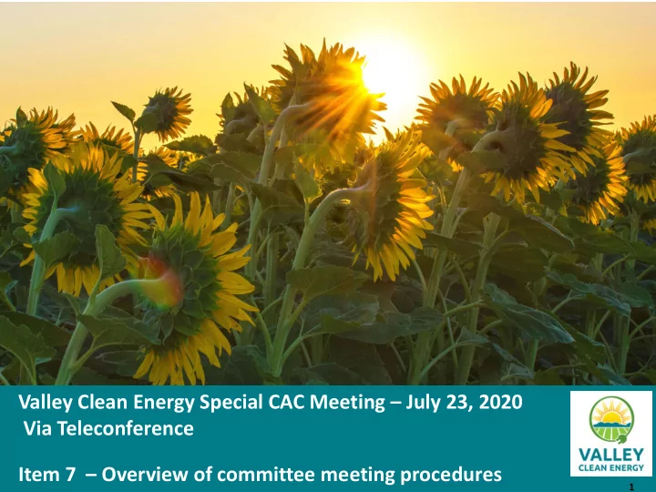 valley clean energy special cac meeting july 23 2020 via