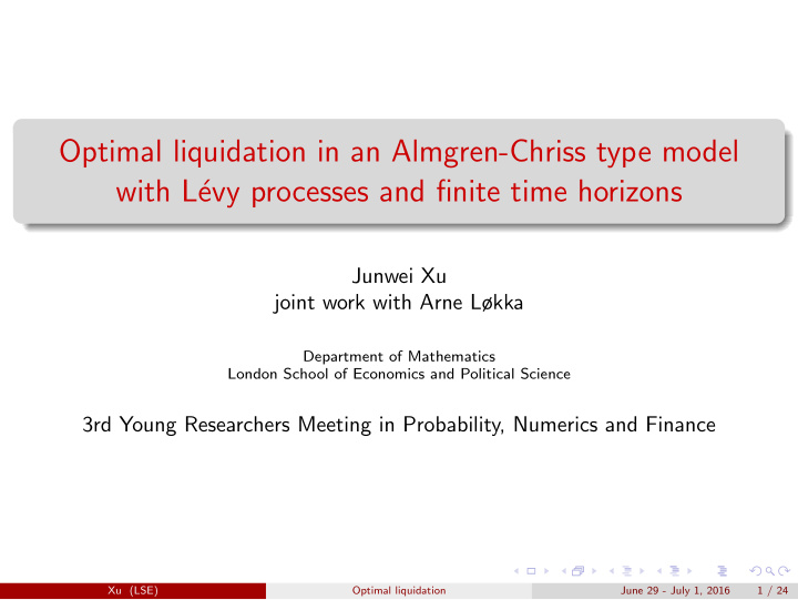 optimal liquidation in an almgren chriss type model with