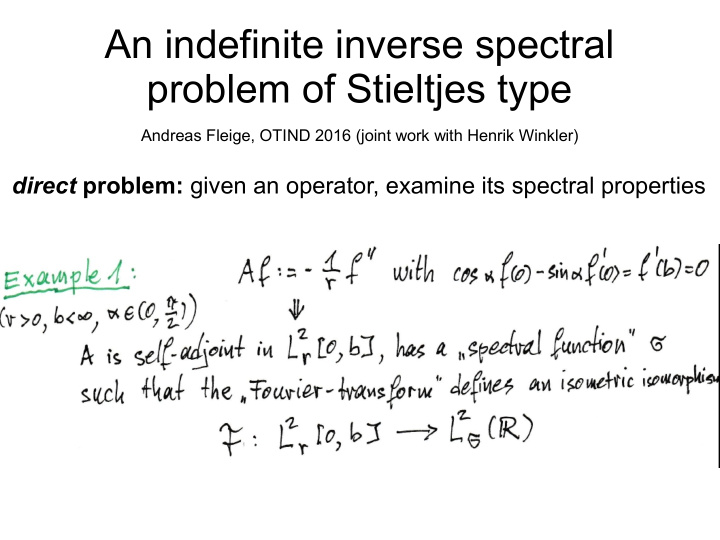 an indefinite inverse spectral problem of stieltjes type
