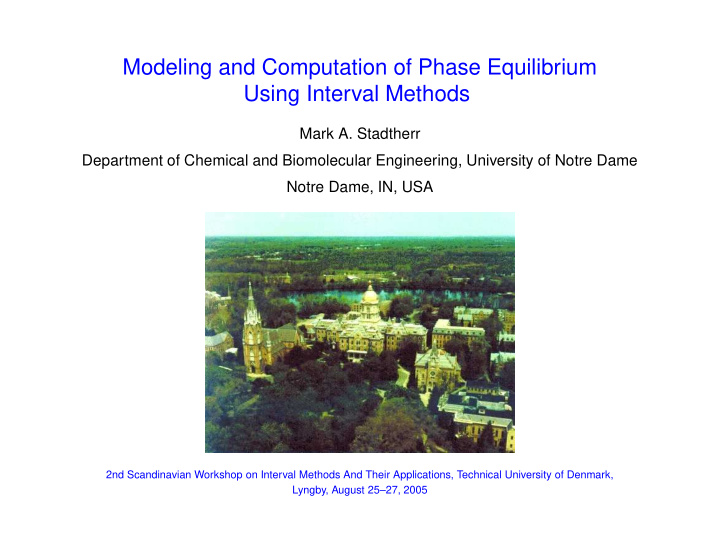 modeling and computation of phase equilibrium using