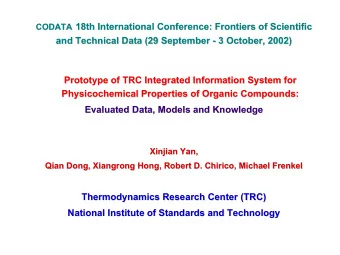 CODATA 18th International Conference:  18th International Conference: Frontiers of Scientific