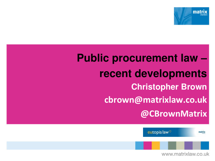 public procurement law recent developments