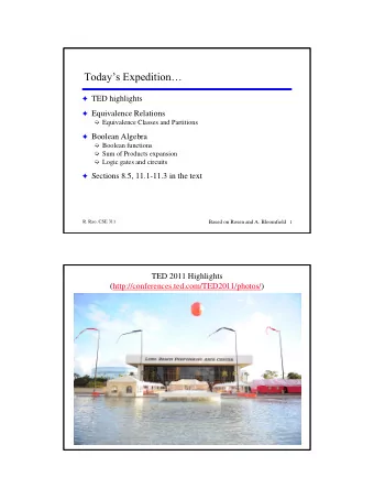 Todays Expedition  TED highlights  Equivalence Relations  Equivalence Classes and