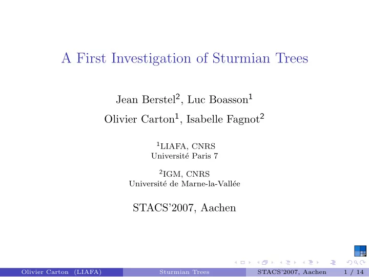 a first investigation of sturmian trees