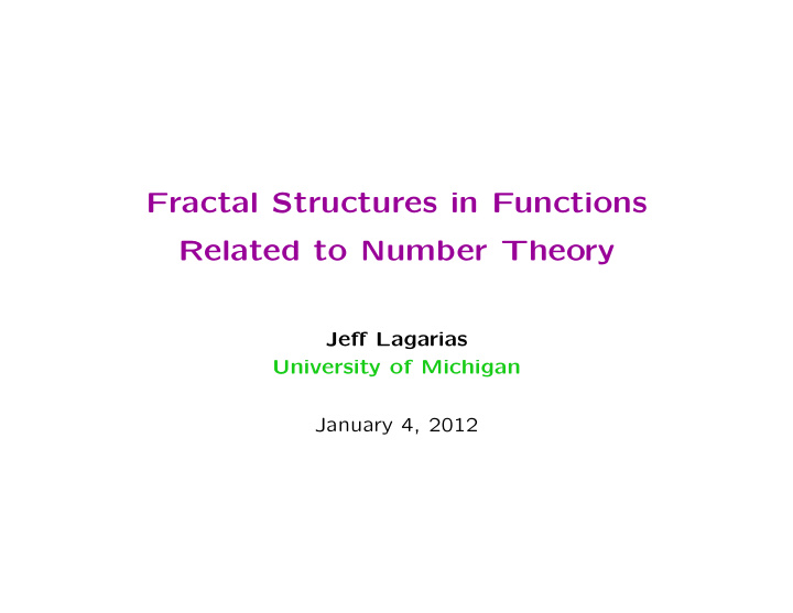 fractal structures in functions related to number theory