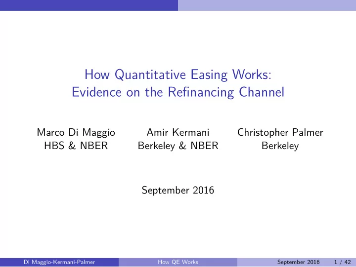 how quantitative easing works evidence on the refinancing