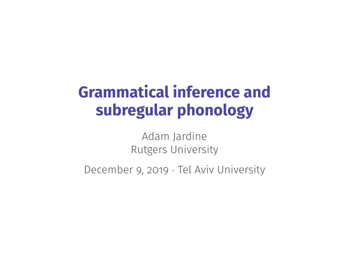 grammatical inference and subregular phonology