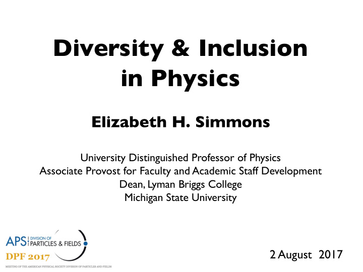 diversity inclusion in physics