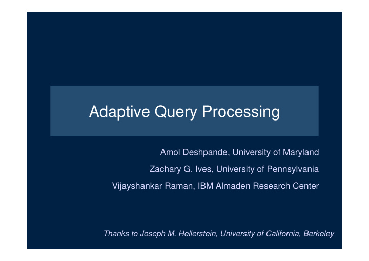 adaptive query processing