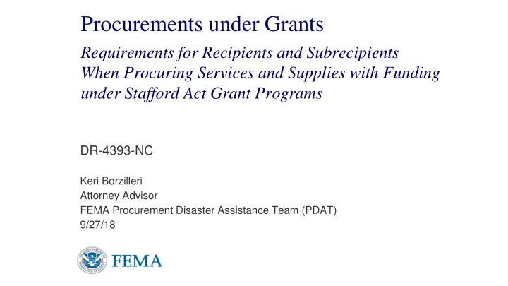 procurements under grants