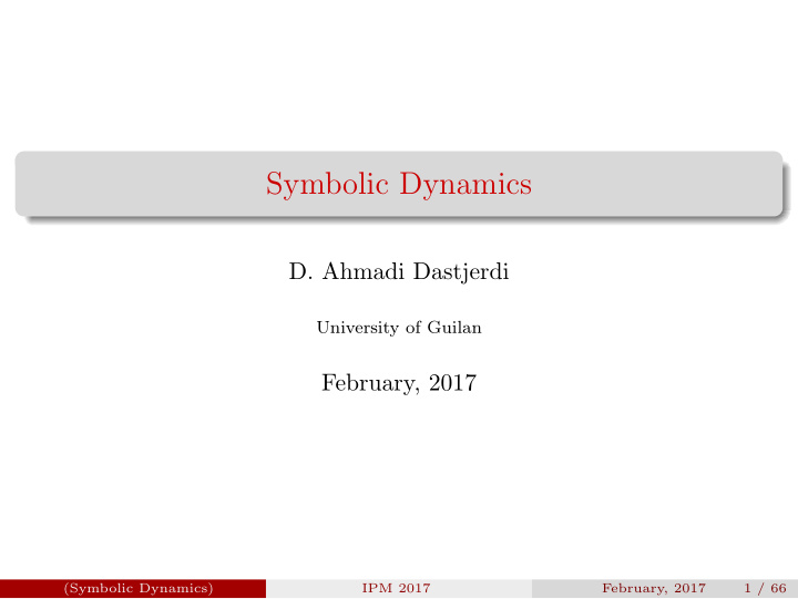 symbolic dynamics