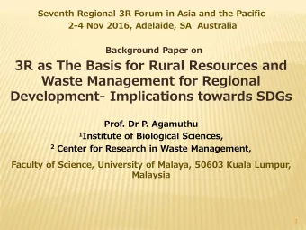 3R as The Basis for Rural Resources and  Waste Management for Regional  Development- Implications