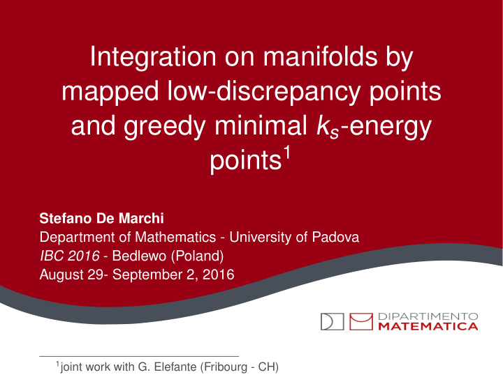 integration on manifolds by mapped low discrepancy points