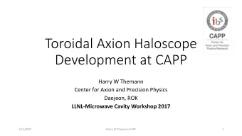 Toroidal Axion Haloscope  Development at CAPP  Harry W Themann  Center for Axion and Precision