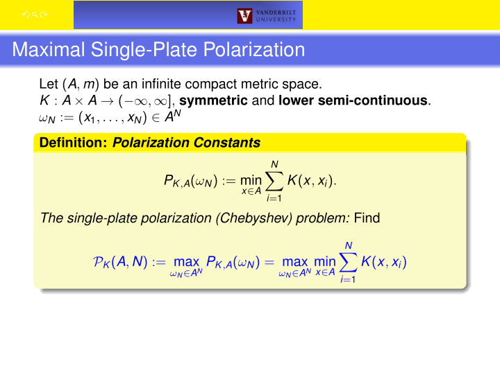 maximal single plate polarization