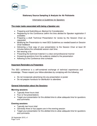 Stationary Source Sampling &amp; Analysis for Air Pollutants  Information &amp; Guidelines for