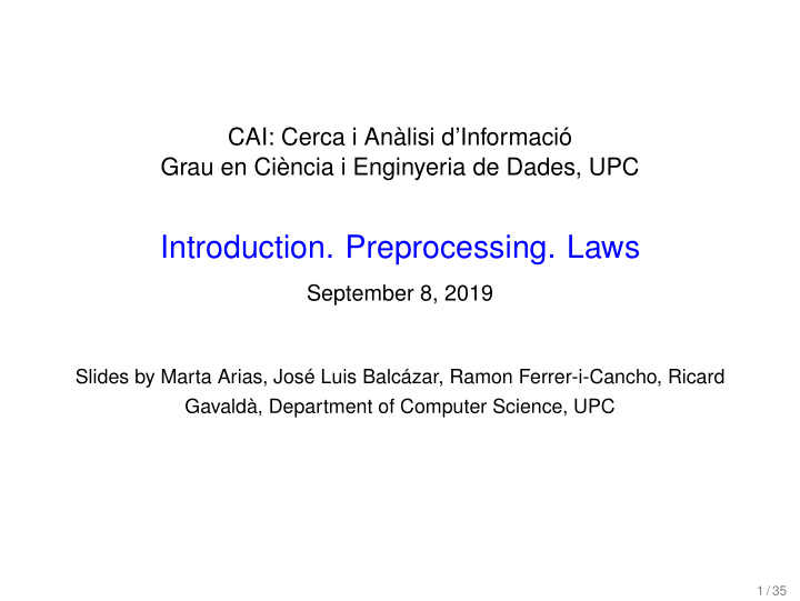 introduction preprocessing laws