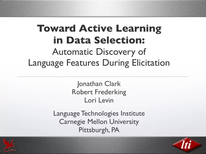 toward active learning in data selection