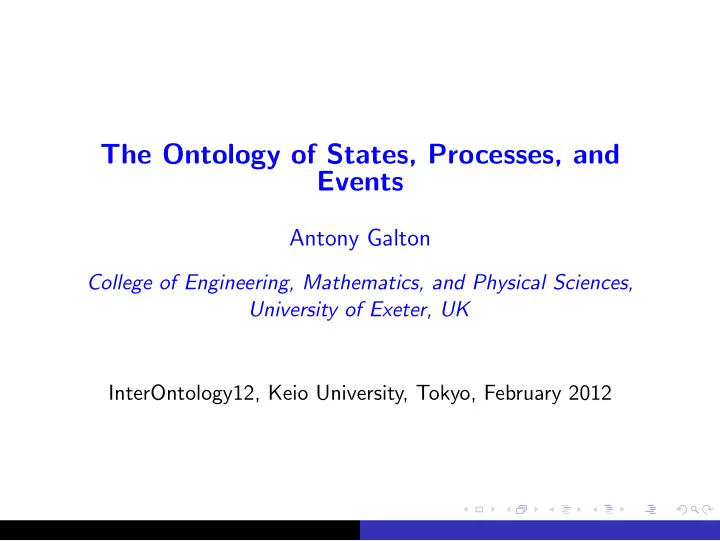 the ontology of states processes and events