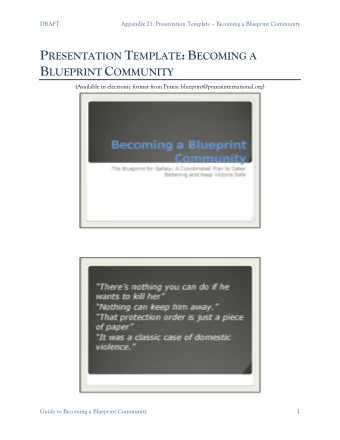 B LUEPRINT C OMMUNITY  (Available in electronic format from Praxis: