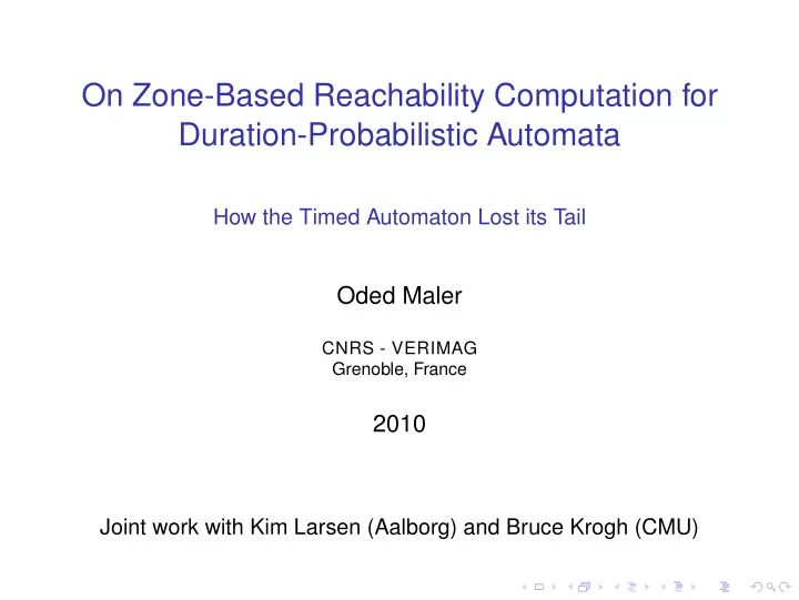 on zone based reachability computation for duration