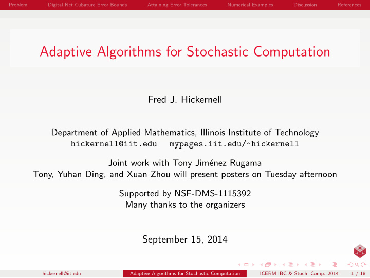 adaptive algorithms for stochastic computation