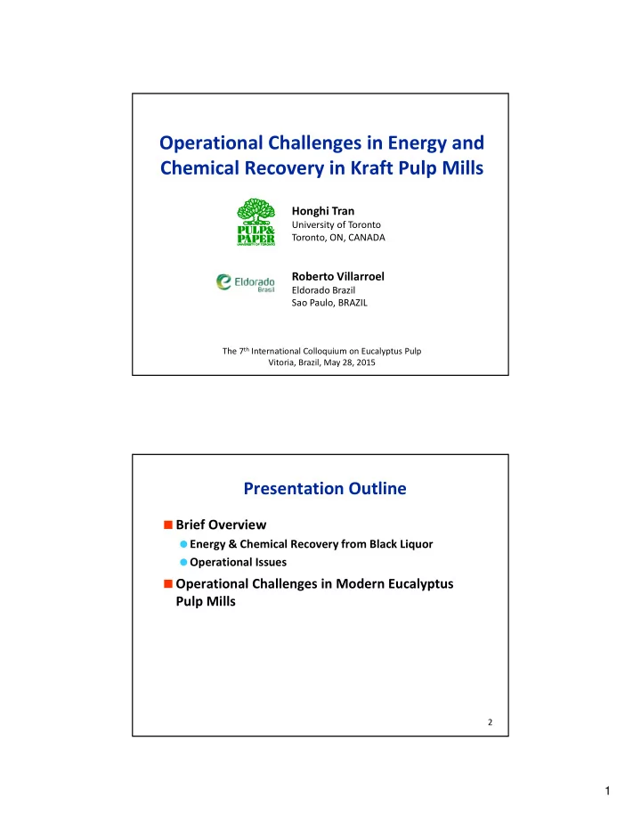 operational challenges in energy and chemical recovery in