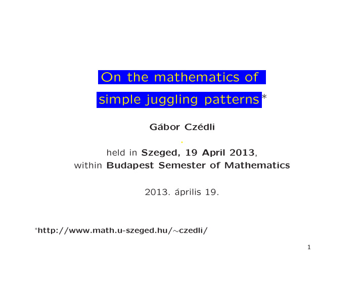 on the mathematics of