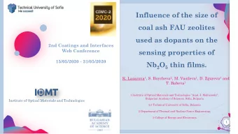 sensing properties of  Jens Martensson  15/05/2020 - 31/05/2020 Nb 2 O 5 thin films. K. Lazarova 1