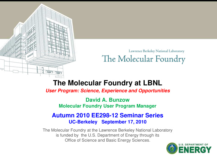 the molecular foundry at lbnl