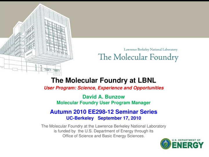 the molecular foundry at lbnl