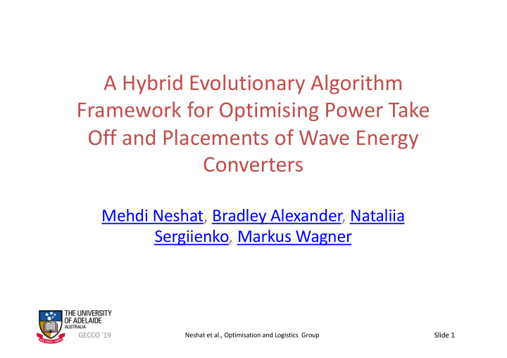 a hybrid evolutionary algorithm framework for optimising